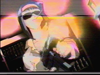 1990s_(style) 1girl animated animated_gif cigarette cowboy_bebop faye_valentine firing gun headband lowres purple_hair static sunglasses vhs_quality weapon