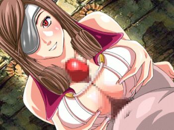 00s 1boy 1girl animated animated_gif beatrix blush breasts censored eyepatch final_fantasy final_fantasy_ix head_out_of_frame hetero paizuri penis tagme trinitron_cg