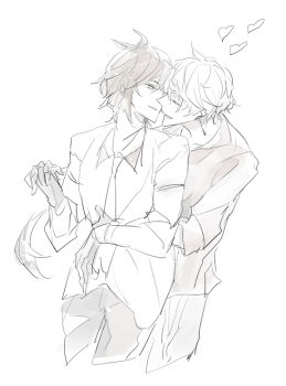 Rule 34 | 004s 4, 2boys, almost kiss, arms around another's waist, arms around another's waist, couple, genshin impact, guitar, heart, image sample, instrument, multiple boys, pixiv, pixiv sample, tartaglia (genshin impact), white background, yaoi, zhongli (genshin impact)