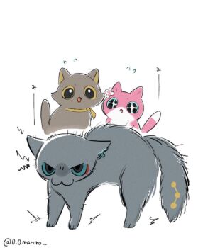 0_0maroro 1boy 1girl 1other angry animal animal_ear_fluff animal_ears cat cat_boy cat_ears cat_girl cat_tail dan_heng_(honkai:_star_rail) highres honkai:_star_rail honkai_(series) march_7th_(honkai:_star_rail) paw_pose slit_pupils tail trailblazer_(honkai:_star_rail)