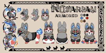 absurdres animal animal_ear_fluff animal_focus armor armored_animal baby_animal badger_yekun blue_tongue colored_tongue commentary covered_eyes dog english_commentary fiery_ears fiery_tail fire glowing glowing_eyes helmet helmet_over_eyes highres hololive hololive_english mascot official_art open_mouth puppy red_eyes rosarian_(elizabeth_rose_bloodflame) second-party_source smile sword_in_mouth tail weapon_in_mouth