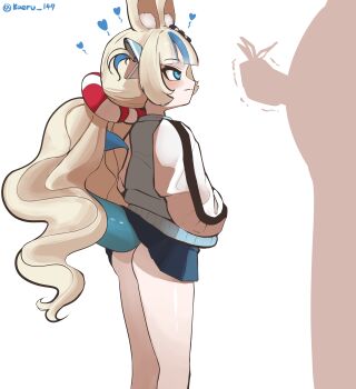 1boy 1girl absurdres animal_ears blonde_hair blue_eyes blush cat_ears clothes_lift fat fat_man fins fish_tail heart highres indie_virtual_youtuber jacket kaeru_146 lifebuoy_hair_ornament loli long_hair long_twintails money no_panties open_clothes open_jacket sameko_saba simple_background skirt skirt_lift smile standing tail thighs twintails virtual_youtuber white_background