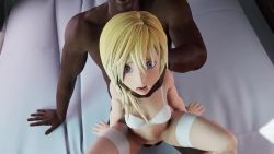 1boy 1girl 20s 3d age_difference animated asphyxiation bed bedroom blender_(medium) blonde_hair blue_eyes bottomless bouncing bouncing_breasts bra breasts dark-skinned_male dark_skin disney dynocrocodile erection fishnet_thighhighs fishnets from_above from_below from_side garter_straps head_out_of_frame hetero interracial kingdom_hearts kingdom_hearts_iii large_insertion large_penis loli looping_animation medium_hair multiple_views muscular muscular_male namine neck_grab nude on_bed open_mouth penis perched_riding petite rough_sex sex shiny_skin sitting size_difference small_breasts solo_focus square_enix staring stomach_bulge strangling surprised sweat testicles thighhighs uncensored underwear vaginal video white_bra white_thighhighs wide-eyed