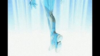 1girl animated animated_gif arms_at_sides ass back blonde_hair blue_bodysuit blue_eyes bodysuit breasts closed_eyes collarbone energy expressionless facing_away female_focus floating floating_hair from_behind full_body hair_between_eyes large_breasts legs legs_together long_hair metroid metroid:_zero_mission neck nintendo official_art ponytail samus_aran shoe_soles shoulder_blades sidelocks skin_tight thighs turtleneck turtleneck_bodysuit zero_suit