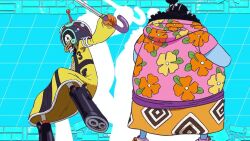 3girls 6+boys alternate_costume animated ass audible_music audible_speech black_bodysuit black_gloves blue_skin blue_sky bodysuit breasts brook_(one_piece)_(egghead) cigarette city colored_skin day franky_(one_piece)_(egghead) gloves green_bodysuit green_hair hair_over_one_eye happy helmet holding holding_unworn_helmet hooded_leotard jacket jinbe_(one_piece)_(egghead) jumping large_breasts leotard looking_at_viewer looking_up medium_breasts monkey_d._luffy monkey_d._luffy_(egghead) multiple_boys multiple_girls nami_(one_piece) nami_(one_piece)_(egghead) neon_lights nico_robin nico_robin_(egghead) official_alternate_costume official_art one_eye_closed one_piece open_mouth outdoors red_footwear red_hair red_jacket reference_sheet revealing_clothes roronoa_zoro roronoa_zoro_(egghead) sanji_(one_piece) sanji_(one_piece)_(egghead) scar scar_across_eye scar_on_face shorts shoulder_tattoo sky smile sound standing sword tagme tattoo teeth title toei_company tony_tony_chopper tony_tony_chopper_(egghead) unworn_helmet usopp usopp_(egghead) vegapunk_lilith video weapon white_bodysuit white_leotard wide_hips