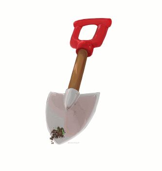 artist_name ben-day_dots commentary dirt highres hightguy no_humans object_focus plants_vs._zombies screentones shovel weeds white_background