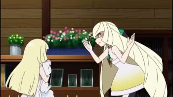 10s 1other 2girls alolan_form alolan_vulpix alternate_color animated anime_screenshot audible_speech bare_shoulders blonde_hair blush colored_skin dress english_audio gen_4_pokemon gen_7_pokemon green_eyes hair_over_shoulder hand_on_another's_head happy headpat highres hug indoors lillie_(pokemon) long_hair looking_at_another lusamine_(pokemon) mother_and_child mother_and_daughter multicolored_skin multiple_girls nail_polish nintendo open_mouth parent_and_child pokemon pokemon_(anime) pokemon_the_series:_sun_&amp;_moon rotom rotom_dex sleeveless sleeveless_dress sound tagme video white_dress yellow_nails