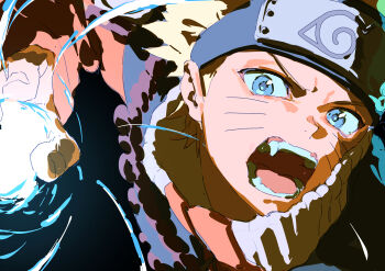 Rule 34 | 1boy, 333takoyaki, absurdres, blue eyes, commentary request, facial mark, flak jacket, forehead protector, highres, jacket, konohagakure symbol, male focus, naruto (classic), naruto (series), orange jacket, rasengan, solo, spiked hair, uzumaki naruto, whisker markings