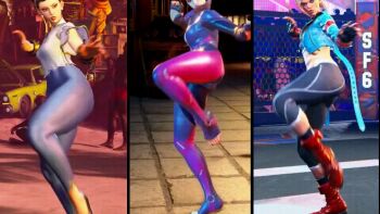 3d 3girls 3koma animated animated_gif ass black_gloves black_hair black_pants black_sports_bra blonde_hair blue_eyes blue_pants bodysuit bracelet breasts brown_eyes brown_hair cammy_white capcom china_dress chinese_clothes chun-li comic double_bun dress drill_hair earrings eyepatch feet female_focus fingerless_gloves flats game_screenshot gloves hair_bun han_juri huge_ass indoors jacket jewelry latex leg_up looking_at_viewer matching_hair/eyes medium_breasts midriff multiple_girls open_clothes open_jacket outdoors pants pearl_earrings purple_eyes sports_bra standing standing_on_one_leg street_fighter street_fighter_6 studded_jacket taunting teeth thick_thighs thighs third-party_edit tight_clothes tight_pants toes twin_drills two-tone_dress video_game video_game_screencap wide_hips yoga_pants