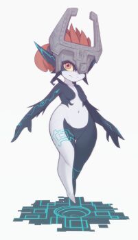 1girl alternate_breast_size_(smaller) barefoot black_skin body_markings breasts cleft_of_venus closed_mouth collarbone colored_sclera colored_skin completely_nude demon_girl fang fang_out female_focus floating full_body grey_helmet happy helmet highres kekitopu legs looking_at_viewer midna multicolored_skin navel neon_trim nintendo nipples no_feet nude one_eye_covered orange_eyes orange_hair pointy_ears ponytail portal_(object) pussy short_hair simple_background small_breasts smile solo stomach the_legend_of_zelda the_legend_of_zelda:_twilight_princess thighs two-tone_skin uncensored white_background white_skin yellow_sclera