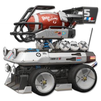 anisotropy arknights drum_(container) english_text luxembourgish_flag motor_vehicle no_humans official_alternate_costume official_art radio_antenna robot science_fiction screw sign sticker thrm-ex_(arknights) thrm-ex_(dual-threat_quarterback)_(arknights) transparent_background union_jack vehicle_focus warning_sign wheel