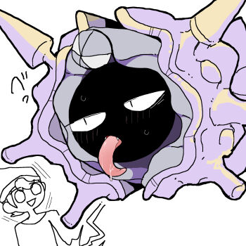 Rule 34 | 1boy, animal focus, animal sexualization, bags under eyes, black eyes, blush, cloyster, drooling, fangs, gen 1 pokemon, half-closed eyes, highres, japanese text, jitome, light blush, lightning crotch (meme), meme, nintendo, partially colored, pokemon, pokemon (creature), pokemon swsh, saliva, shell, simple background, solo focus, spikes, sweat, tongue, tongue out, translation request, victor (pokemon), white background, yamada (pixiv 24040206)