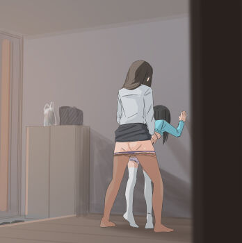 1futa 1girl against_wall age_difference ass bag bent_over black_hair breasts brown_pantyhose clothed_sex clothes_lift clothes_pull from_behind futa_with_female futanari implied_futanari incest indoors loli long_hair mother_and_child mother_and_daughter no_shoes office_lady onee-loli panties panty_pull pantyhose pantyhose_pull parent_and_child purple_panties raitaroo sex sex_from_behind shirt_lift skirt skirt_lift standing standing_sex stealth_sex sweat thighhighs tiptoes torso_grab underwear white_thighhighs yuri