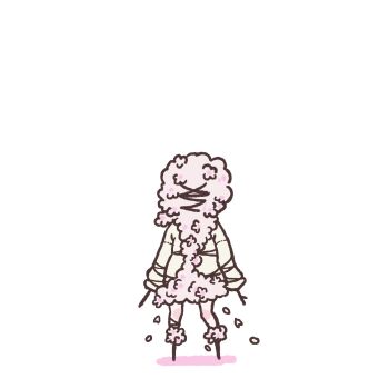 Rule 34 | 2024, absurdres, artist request, chibi, faceless, flower, full body, highres, monster, no humans, sakura head, silent hill, silent hill: the short message, silent hill (series), simple background, standing