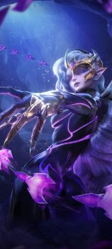 1girl bored elf hetero highres magical_girl mirando_al_espectador mobile_legends:_bang_bang obsidia_(mobile_legends:_bang_bang) ojos_abiertos ojos_celestes pointy_ears