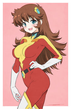 blue_eyes bodysuit boots breasts brown_hair gloves grendizer_u highres long_hair maria_grace_fleed mazinger_(series) medium_breasts thigh_boots ufo_robo_grendizer