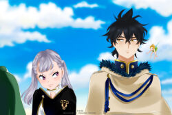 Rule 34 | bad tag, black clover, black hair, couple, hot, noelle silva, staring at another, twintails, yuno (black clover)