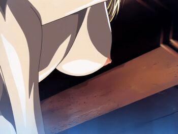 00s 1girl 2004 after_vaginal animated animated_gif anime_screenshot bible_black bible_black_new_testament blonde_hair bouncing_breasts breasts clitoris completely_nude cum cum_overflow cup earrings fingering foreshortening hetero high_ponytail jewelry large_breasts lips lipstick makeup navel nipples nude ponytail purple_eyes pussy saeki_kaori shin_bible_black shiny_skin sitting spread_pussy sweat tagme