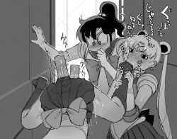 3girls accidental_pervert bishoujo_senshi_sailor_moon blush dildo feet female_focus greyscale kino_makoto licking_foot looking_at_another lower_body mizuno_ami monochrome multiple_girls object_insertion sailor_jupiter sailor_mercury sailor_moon sashizume_soutarou sex_toy sexually_suggestive skirt stuck tagme tsukino_usagi upside-down upskirt