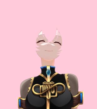 1girl ^_^ absurdres black_dress blending closed_eyes crossed_bangs dress highres luv_xuo megurine_luka pink_background pink_hair see-through_clothes see-through_sleeves simple_background smile solo upper_body vocaloid