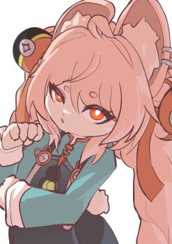 1girl absurdres animal_ears commentary_request furry furry_female highres korean_commentary long_hair looking_at_viewer rabbit_ears rabbit_girl red_eyes sanghanchokko simple_background solo thick_eyebrows white_background zenless_zone_zero zhao_(zenless_zone_zero)