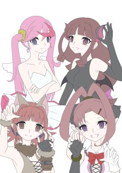 amano_nene_(digimon_xros_wars) digimon digimon_ghost_game digimon_universe:_appli_monsters digimon_xros_wars digimon_xros_wars:_toki_wo_kakeru_shounen_hunter-tachi hair_ornament hairclip halloween halloween_costume highres hinomoto_akari karan_eri long_hair ponytail split_ponytail tsukiyono_ruli