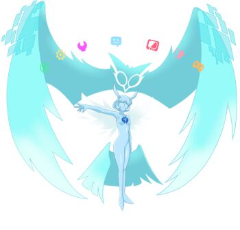 1girl bird digimon digimon_universe:_appli_monsters guessok5598 looking_at_viewer minerva_(digimon) nude owl transparent_background wings