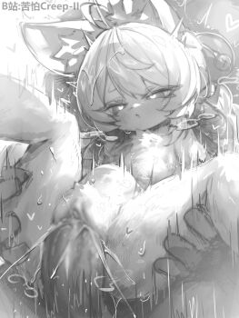 1boy 1girl animal_ears blur_censor censored furry furry_female furry_with_non-furry greyscale hetero highres interspecies kupa_(jesterwii) loli monochrome penis pussy sex stomach_bulge vaginal zenless_zone_zero zhao_(zenless_zone_zero)