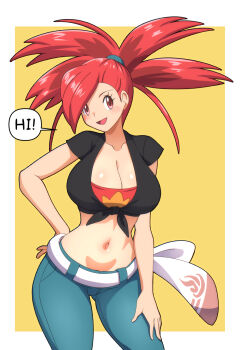 Rule 34 | 1girl, breasts, cleavage, flannery (pokemon), large breasts, pokemon, pokemon rse, red eyes, red hair, solo, zuchysdraws