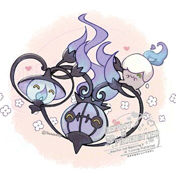 Rule 34 | alternate color, blue fire, candle, chandelier, chandelure, closed eyes, evolutionary line, fire, flower, gen 5 pokemon, green eyes, heart, heart arms, highres, lamp, lampent, litwick, nintendo, no humans, pokemon, pokemon (creature), pokemon focus, purple fire, sana (sanaa653), shiny pokemon, yellow eyes
