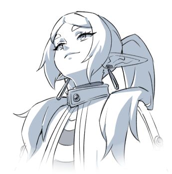 1girl breasts capelet closed_mouth dress earrings elf floating_earrings frieren grey_hair highres jewelry kharon long_hair mage_staff meme parted_bangs pointy_ears simple_background solo sousou_no_frieren staff teardrop_earrings twintails upward_angle_frieren_drawing_(meme) white_capelet white_hair