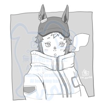 Rule 34 | 1girl, animal ears, baseball cap, coat, commentary request, greyscale, hat, horse ears, horse girl, horse tail, looking at viewer, mejiro ryan (umamusume), monochrome, multicolored hair, onikobe rin, open mouth, short bangs, short hair, solo, tail, too many watermarks, two-tone hair, umamusume, upper body, watermark