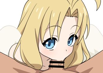 1boy 1girl ahoge bar_censor blonde_hair blue_eyes censored feathered_wings fellatio filo_(tate_no_yuusha_no_nariagari) hetero highres kyodori_(oyogume) loli long_hair looking_at_viewer oral penis simple_background tate_no_yuusha_no_nariagari white_background wings