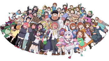Rule 34 | 6+boys, 6+girls, :d, absurdres, aida taketo, apron, azad (maidragon), bandit girl (maidragon), beer can, black hair, black pants, black skirt, black thighhighs, blonde hair, blue dress, blue hair, blue shirt, blush, breasts, brown dress, brown eyes, brown footwear, brown hair, can, capelet, character request, chloe (maidragon), closed eyes, coke-bottle glasses, collared shirt, commentary request, crossdressing, damocles (maidragon), double bun, dragon girl, dragon horns, dragon tail, dress, dress shirt, drink can, elma (maidragon), everyone, fafnir (maidragon), flat chest, frilled apron, frills, full-face blush, glasses, gradient hair, green footwear, green hair, green shirt, grey pants, hair bun, highres, holding, holding can, holding microphone, horns, huge breasts, ilulu (maidragon), kanna kamui, kimun kamui (maidragon), kobayashi-san chi no maidragon, kobayashi (maidragon), large breasts, long hair, lucoa (maidragon), magatsuchi shouta, maid, maid apron, maid headdress, mary janes, medium breasts, microphone, miniskirt, multicolored hair, multiple boys, multiple girls, necktie, open mouth, pants, pinafore dress, pink dress, pink hair, pink shoes, puffy short sleeves, puffy sleeves, purple hair, purple shirt, red hair, red skirt, saikawa riko, saikawa sanae, samansa ex, sasakibe (maidragon), shirt, shoes, short hair, short sleeves, simple background, skirt, sleeveless, sleeveless dress, small breasts, smile, socks, sone (maidragon), suspender skirt, suspenders, tail, takiya makoto, telne (maidragon), thighhighs, tohru (maidragon), trap, twintails, undone necktie, white background, white shirt, white socks, white thighhighs, yana (maidragon)