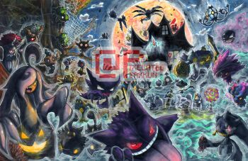 +_+ :o aegislash alternate_color banette bone building chandelure closed_mouth cloud cofagrigus colored_sclera commentary cubone doll dusclops duskull english_commentary fangs fire floating fog full_moon gastly gen_1_pokemon gen_2_pokemon gen_3_pokemon gen_4_pokemon gen_5_pokemon gen_6_pokemon gengar giratina giratina_(origin) golett golurk gourgeist hair_over_one_eye haunter holding holding_bone holding_doll holding_shield holding_sword holding_weapon honedge hoothoot lampent legendary_pokemon litwick mega_gengar mega_pokemon misdreavus mismagius moon murkrow night nintendo noibat open_mouth outdoors phantump pokemon pokemon_(creature) pokemon_focus pumpkaboo red_eyes rotom rotom_(fan) rotom_(frost) rotom_(heat) rotom_(mow) rotom_(normal) rotom_(wash) sableye shedinja shield shiny_and_normal shiny_pokemon shuppet silk skull_on_head sky smile spider_web spinarak spiritomb star_(sky) sword takkun_(takkun_art) teeth tongue tongue_out tree trevenant upper_teeth_only v-shaped_eyebrows watermark weapon window yamask yellow_eyes yellow_sclera