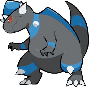 claws closed_mouth commentary_request full_body gen_4_pokemon kawaanago lowres nintendo no_humans pokemon pokemon_(creature) pokemon_focus rampardos solo spikes standing transparent_background