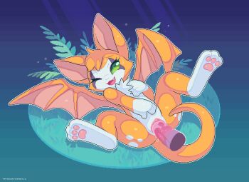 1girl animal_hands animated animated_gif bat_(animal) bat_wings blinking clitoris colored_sclera disembodied_penis dust:_an_elysian_tail erection eyelashes facial_mark fang fidget_(dust:_an_elysian_tail) fur_trim furry grass green_eyes green_sclera hand_on_own_chest happy happy_sex kemocamotli legs_up looking_down looping_animation lying nimbat nude one_eye_closed open_mouth orange_hair pawpads penis pixel_art pointy_ears pussy pussy_juice sex smile spread_legs sweat tail uncensored vaginal wings