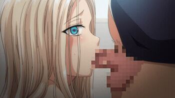 10s 1girl 2019 3boys animated animated_gif anime_screenshot blonde_hair blue_eyes blush bottomless bunnywalker censored fat fat_man fellatio gyaru jacket kurashiki_reina lips lipstick long_hair looking_at_viewer makeup mensroom multiple_boys open_clothes oral penis public_restroom saimin_seishidou school school_uniform shirt surprised sweat t-rex_(animation_studio) tagme tanaka_hajime_(saimin_seishidou) testicles ugly_bastard walk-in white_shirt wide-eyed