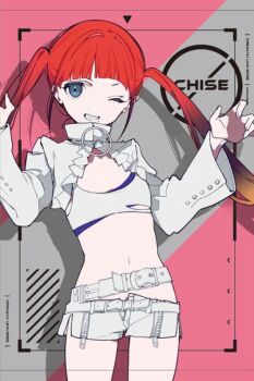 Rule 34 | 1girl, asukagawa chise, gridman universe, mochizuki kei, mole, official art, red hair, shorts, ssss.dynazenon, tagme