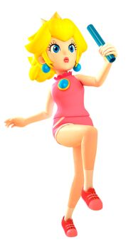 1girl 3d arm_up bare_shoulders blonde_hair blue_eyes blue_gemstone breasts brooch closed_mouth collared_shirt crown earrings female_focus full_body gem hair_flaps hand_up holding holding_relay_baton jewelry leg_up legs lips lipstick looking_afar makeup mario_&amp;_sonic_(series) mario_&amp;_sonic_at_the_olympic_games_(2007) mario_(series) mini_crown nintendo official_art pink_lips pink_shirt pink_shoes pink_shorts pocket ponytail princess_peach princess_peach_(summer_sports) relay_baton running serious shirt shoes short_hair short_shorts shorts sidelocks simple_background sleeveless sleeveless_shirt small_breasts socks solo standing standing_on_one_leg thighs third-party_source transparent_background white_socks white_trim yellow_crown