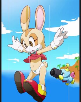 1girl animated arevix123 breast_sucking brown_eyes chao_(sonic) cheese_(sonic) clothes_lift cream_the_rabbit dr._arevix dress dress_lift falling flat_chest furry highres interspecies loli nipples outdoors panties recording sonic_(series) tagme underwear upskirt video white_panties wind wind_lift