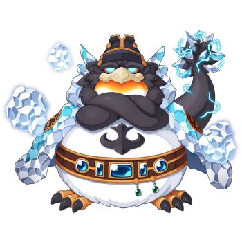 bird black_hat blue_gemstone chibi chibi_only full_body gem hat ice looking_at_viewer monarch_penguin no_humans official_art penguin ragnarok_online simple_background solo transparent_background yuichirou