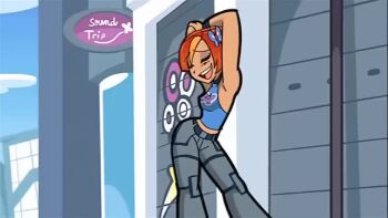 1girl animated armpits arms_up ass breasts butterfly_(planetronika) female_focus midriff official_art planetronika rafael_andaya short_hair solo tagme video