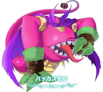 1boy alcohol bacchusmon bandai belt cape character_name digimon digimon_(creature) digimon_story:_time_stranger drink gloves grey_gloves holding holding_drink official_art olympos_xii open_mouth sharp_teeth solo tail teeth tongue tongue_out translated transparent_background wine