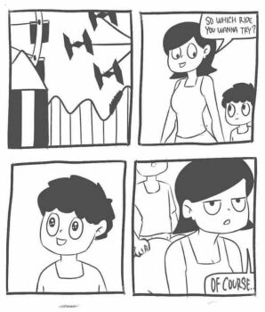 1boy 1girl age_difference annoyed doggystyle english_text ferris_wheel incest incoming_gift mature_female mob_face mother_and_son no_panties roller_coaster sex sex_from_behind shirt short_hair shota supersuperaldy white_shirt