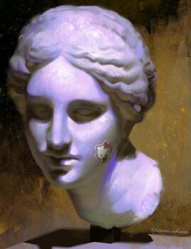 artist_name bust_(sculpture) hello_kitty hello_kitty_(character) highres no_humans object_focus original sanrio shirohakune sticker still_life