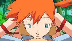 1boy 2girls animated areola_slip ash_ketchum ass bare_arms bare_shoulders black_panties black_shirt blue_eyes blue_jacket bottomless breasts divine_wine_(vampiranhya) fellatio fingerless_gloves gen_1_pokemon gloves green_gloves hat hetero highleg highleg_panties huge_ass in_tree jacket jessie_(pokemon) large_breasts legs misty_(pokemon) multiple_girls nintendo nipples open_clothes open_jacket open_mouth oral orange_hair outdoors panties penis pokemon pokemon_(anime) pokemon_(classic_anime) red_hair shirt short_hair short_sleeves shorts sitting sitting_in_tree small_breasts spread_legs suspenders tagme thick_thighs thighs tomboy tree underboob underwear video whale_tail_(clothing)