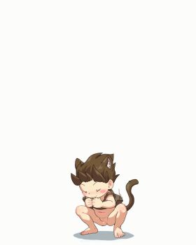 1girl :3 :d animal_ears animated animated_gif barefoot black_hair blush_stickers bottomless cat_ears cat_girl cat_tail feet full_body jumping kurotsuki_(luowei99) loli looping_animation open_mouth original outstretched_arms peeing pussy simple_background smile solo spread_arms squatting tail toes uncensored white_background white_eyes