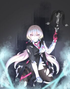 1girl bandaged_fingers bandages bandaid bandaid_on_face bow_(weapon) commentary_request crossbow highres holding holding_crossbow holding_weapon honkai_(series) honkai_impact_3rd korean_commentary lantern lantern_(honkai_impact) long_hair looking_at_viewer nelelel pink_hair weapon