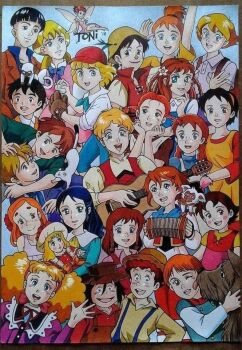 1990s_(style) accordion ai_shoujo_pollyanna_monogatari alfredo_martini alps_no_shoujo_heidi amedeo anne_of_green_gables anne_shirley annie_harding artist_request baseball baseball_cap baseball_glove blonde_hair boku_no_patrasche bowl_cut braid cedric_errol daisougen_no_chiisana_tenshi_bush_baby ddress dirndl dog doll fairy flone_robinson german_clothes guitar haha_o_tazunete_sanzenri hat heidi_(alps_no_shoujo_heidi) himitsu_no_hanazono holding holding_guitar holding_instrument huckleberry_finn ie_naki_ko_remi instrument jacqueline_rhodes judy_abbott jules_tournier julie_tournier little_women marco_(wmt) maria_kutschera_(trapp_ikka_monogatari) mary_lennox monkey multiple_boys multiple_girls nanami_simpson nanatsu_no_umi_no_tico nello_(boku_no_patrasche) orange_hair overalls patrasche_(boku_no_patrasche) peter_pan peter_pan_no_bouken photo_(object) pollyanna_whittier pony_htail red_hair remi_barberin retro_artstyle romeo_(romeo_no_aoi_sora) romeo_no_aoi_sora short_hair shoukojo_cedie straw_hat swiss_family_robinson the_adventures_of_tom_sawyer the_twins_of_destiny thomas_sawyer tinker_bell_(character) traditional_media trapp_ikka_monogatari twin_braids wakakusa_monogatari_nan_to_jou_sensei watashi_no_ashinaga_ojisan wendy_darling world_masterpiece_theater